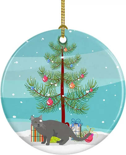Miniatura 182 de Caroline's Treasures Adorno de cerámica con texto en inglés "Merry Christmas" para colgar en el árbol de Navidad, decoración para el hogar, Navidad