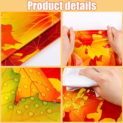Miniatura 4 de Paquete de 2 manteles de plástico con hojas de arce, desechables con hojas de otoño, manteles rectangulares para fiestas, Acción de Gracias