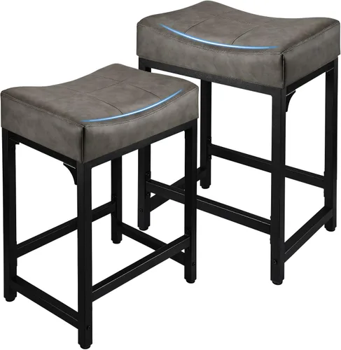 Miniatura 14 de Juego de 2 taburetes de bar de altura de mostrador para isla de cocina, taburetes de bar negros de 24 pulgadas, taburetes de bar sin espalda