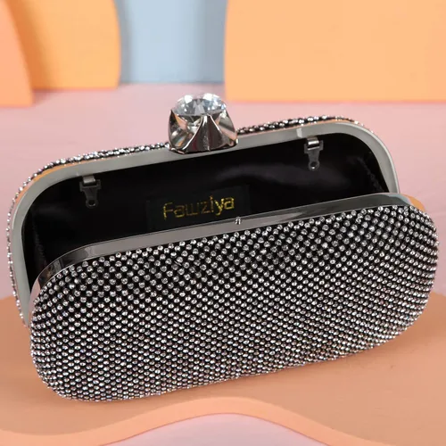 Miniatura 7 de Fawziya - Bolsas de embrague para mujer, diseño de diamante grande