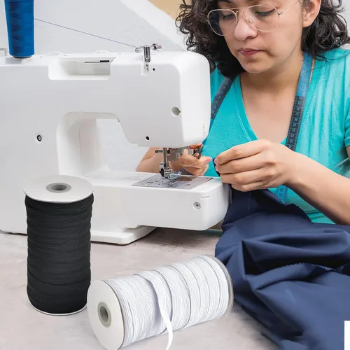 Miniatura 7 de Coopay Bandas elásticas planas de 1/2 pulgada de largo y 100 yardas de largo, cuerda elástica plana para coser proyectos de bricolaje, artes y Blanco