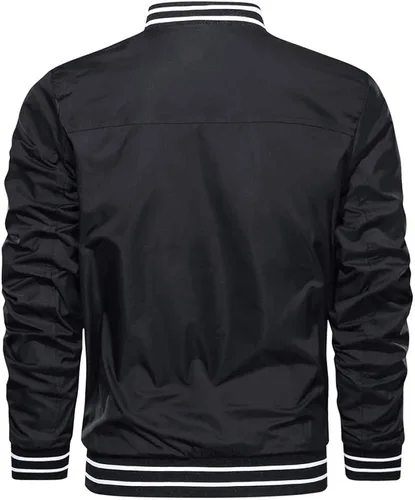 Miniatura 3 de CRYSULLY Chaqueta para hombre, para primavera, otoño, casual, delgada, con cremallera completa, abrigo