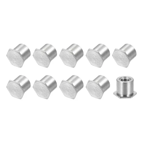 METALLIXITY Tuercas autoadhesivas (M3), 100 unidades, cabeza hexagonal de acero al carbono, tuercas de inserción roscadas, para sujetadores