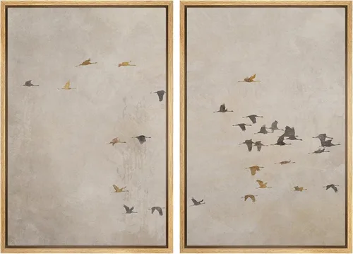Miniatura 112 de SIGNWIN Lienzo enmarcado para pared, ilustraciones abstractas texturizadas en tonos beige terrosos, arte moderno, decorativo, contemporáneo
