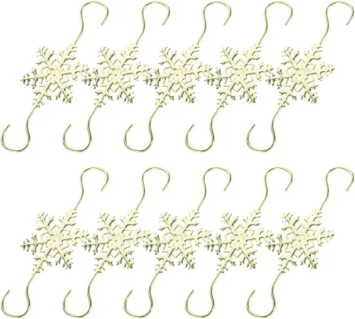 HOMSFOU Decoración de escritorio, 10 ganchos de adorno de árbol de copo de nieve, ganchos decorativos de alambre de metal para árbol de Navidad,