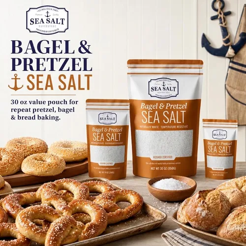 Miniatura 5 de Sal marina gruesa para pretzels, para pretzels suaves, sal resistente al calor para bagels y pretzels suaves, totalmente natural para hornear, bolsa
