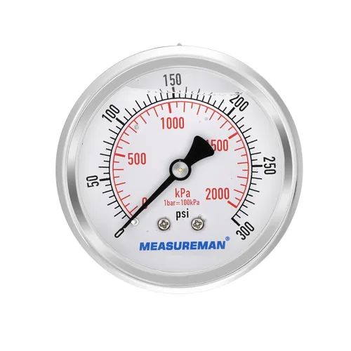 Miniatura 12 de MEASUREMAN - Manómetro de presión 1/4 NPT, manómetro de presión lleno de glicerina 0-100psi/kPa con esfera de 2.5 pulgadas y caja de acero