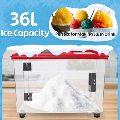 Miniatura 4 de Máquina trituradora de hielo - Máquina de cono de nieve con cuchillas duales de acero inoxidable - Máquina de hielo rallado de 440 libras/hora 250W
