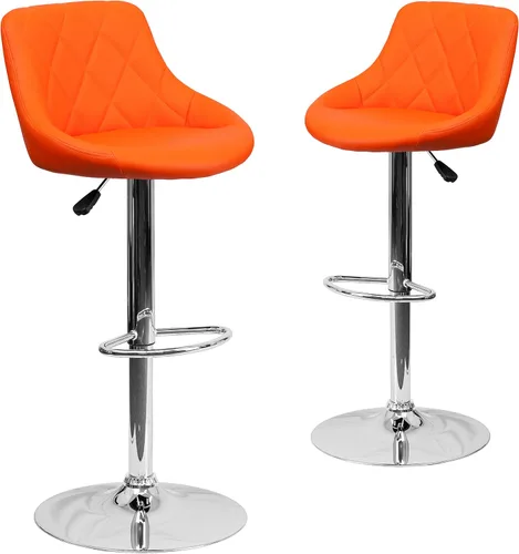 Miniatura 10 de Flash Furniture CH-82028A-BK-GG asiento de vinilo negro de diseño contemporáneo, banqueta alta ajustable con base cromada, Vinilo, Negro