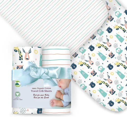 Miniatura 10 de Sábanas bajeras 100% de algodón orgánico para Graco Pack n Play, Babyletto, Pamo Babe, Hiccapop, Dream on Me, Evenflo, Baby Trend, Hygge Hush