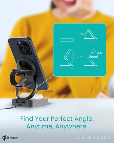 Miniatura 4 de Soporte de cargador inalámbrico 3-1, compatible con inalámbricos. Certificado Qi2, plegable de 15 W, compatible con iPhone 16/15/14, Apple Watch