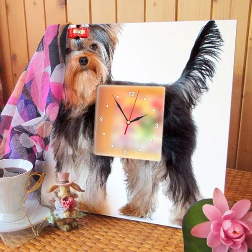 Miniatura 3 de Yorkshire Terrier Yorkie Dog Wall Clock Framed Mirror Decor Printed Pet Lovers Art Home Design Gift