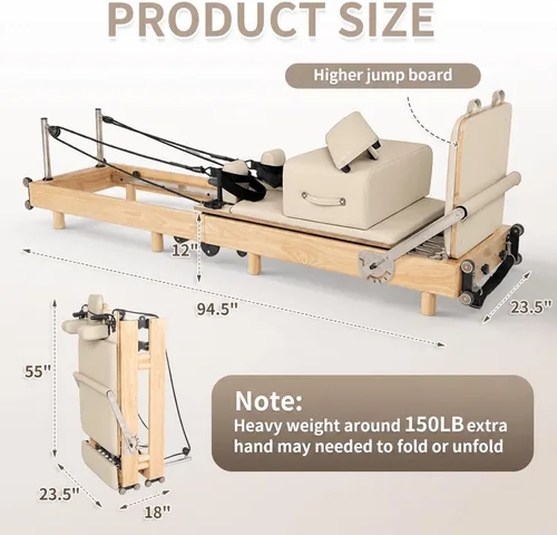 Miniatura 2 de Máquina Reformadora de Pilates nexace, Equipo Plegable de Madera para Entrenamiento en Casa
