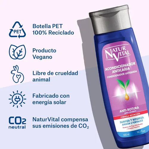 Miniatura 6 de NaturVital Acondicionador de proteínas de trigo hidrolizadas antiroturas unisex para cabello natural SOS, fórmula revitalizante y fortificante