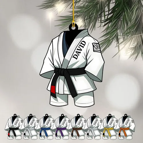 Miniatura 17 de Adorno personalizado de Jiu Jitsu, decoración de árbol de Navidad de artes marciales, regalo de recuerdo navideño BJJ para niños, adolescentes, On63