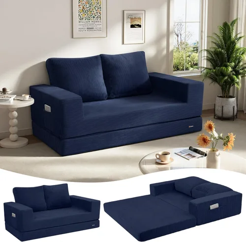 Miniatura 38 de COMAX Sofá cama futón, sofá cama convertible 4 en 1, sofás deshuesados para sala de estar, sofá biplaza plegable pequeño plegable que ahorra Gris