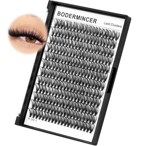 Miniatura 2 de Bodermincer 1 caja de gran capacidad, 240 paquetes de extensiones de pestañas de 8-10-12-0.551-0.630 in mixtas 20D/30D/40D/60D/80D/100D, pestañas