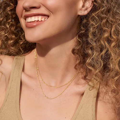 Miniatura 4 de Gargantilla de perlas para mujer, delicada cadena de perlas chapada en oro de 14 quilates, joyería de oro simple y moderna, regalo para niñas