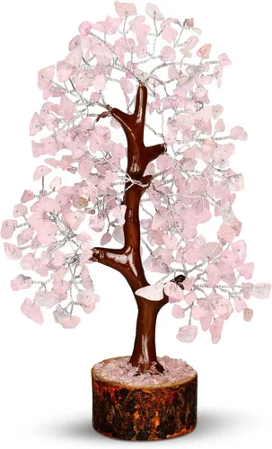 PYOR Árbol de cuarzo rosa, árbol de gemas, accesorios de escritorio rosa, regalos para mujeres, decoración del hogar, cuarzo rosa, regalos de Acción