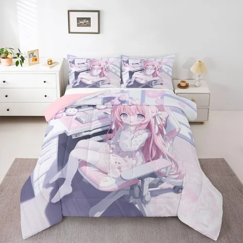 Miniatura 22 de Erosebridal Edredón de sirena azul para niñas, ropa de cama de unicornio lindo de 3 piezas para niños, juegos de ropa de cama y colecciones