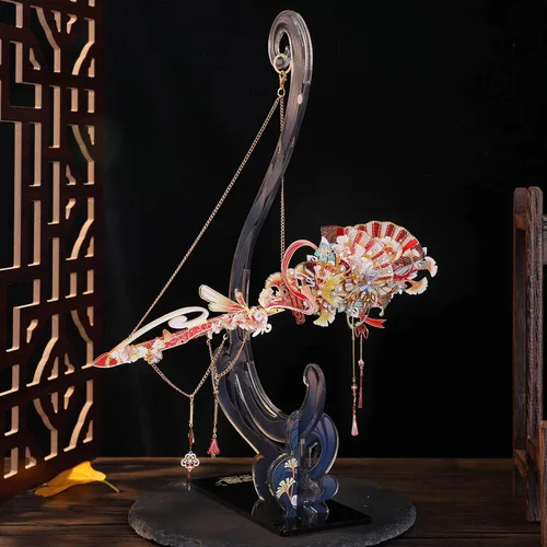 Miniatura 4 de MU Horquilla de Ginkgo 3D en espada para adultos, rompecabezas de metal, kits de modelo, construcción de bricolaje, regalo de cumpleaños