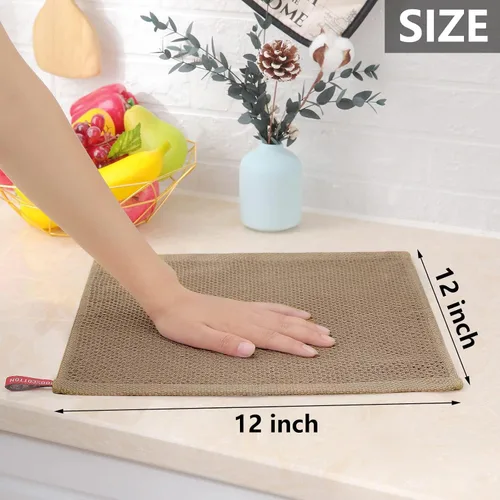 Miniatura 223 de Homaxy Trapos de cocina de 100% algodón, tejido de punto gofre, ultrasuaves, absorbentes y de secado rápido, 12 x 12 pulgadas, paquete de 6, blanco