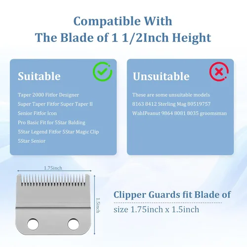 Miniatura 8 de Guías profesionales para cortapelos: peines de 1 y 1/4", 1 y 1/2", 2", compatibles con cortapelos Wahl (blanco)