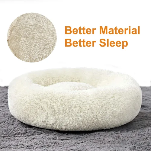 Miniatura 3 de ANWA - Cama redonda para perro mediano, lavable, cama tipo dona para perro grande, cómoda, acogedora y relajante Blanco