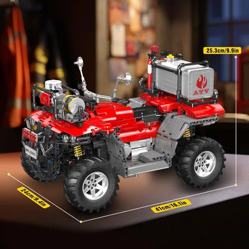 Miniatura 6 de Mould King Kit de construcción de motocicleta ATV Fire 23003, más de 2100 piezas, juego de motocicleta técnica con control doble, compatible