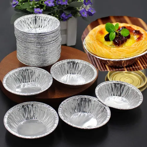 Miniatura 4 de U/D Paquete de 200 moldes de papel de aluminio para tartas, tartas para hornear, tazas de papel de aluminio y moldes desechables para tartas