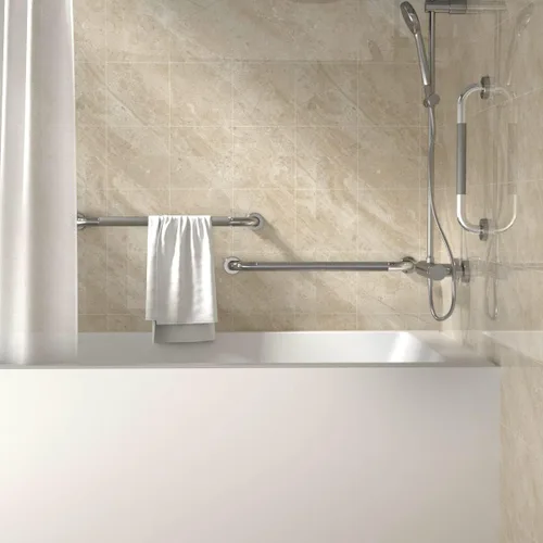 Miniatura 6 de Barra de agarre antideslizante para ducha de 24 pulgadas de diámetro, paquete de 2 barras de agarre de acero inoxidable para baño, riel de seguridad