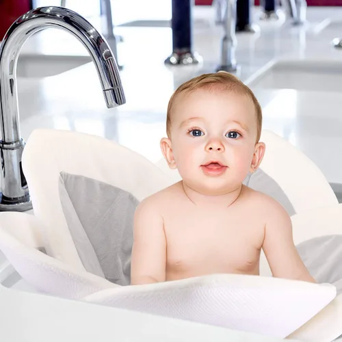Miniatura 7 de Baño del bebé - Cojín de baño del bebé de la flor Estera de la bañera infantil para la bañera del fregadero - Gris2