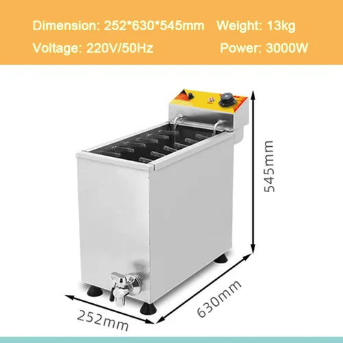Miniatura 2 de Freidora eléctrica comercial de 24L de acero inoxidable con queso coreano para perros calientes, máquina de freír mozzarella con ganchos, freidora