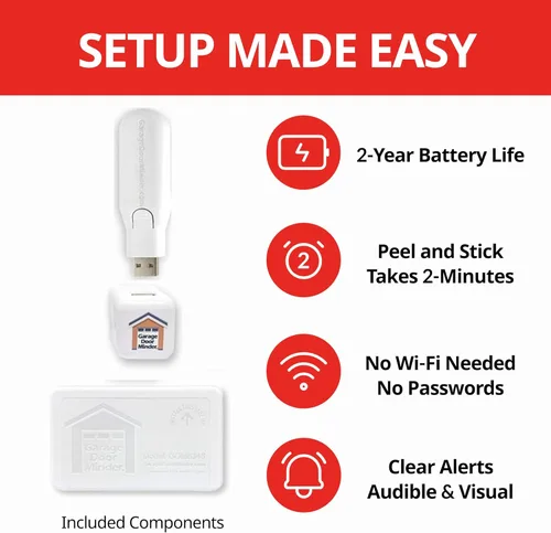 Miniatura 2 de Garage Door Minder® Versión II. 100% Inalámbrico. ¡Se instala en dos minutos! Sin Wi-Fi. Sistema de monitoreo y alerta para el hogar. ¡Ideal