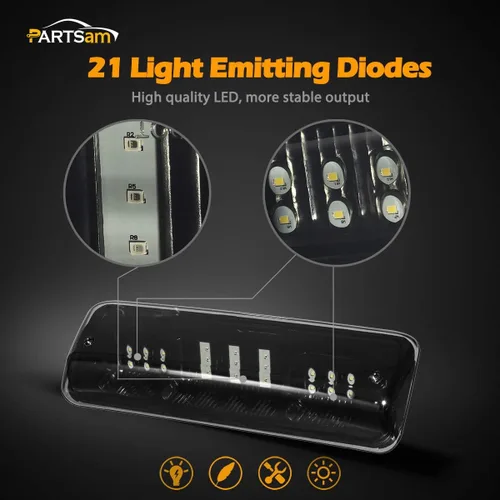 Miniatura 3 de Partsam Luz de freno de montaje alto 3ª tercera luz de freno de repuesto para Ford F150 F-150 2004 2005 2006 2007 2008 LED ahumada trasera cabina