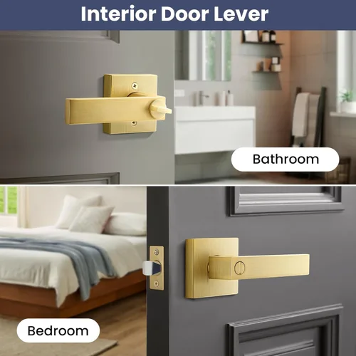 Miniatura 3 de EHOMEWARE Paquete de 3 manijas de puerta de privacidad para puertas interiores, apertura izquierda/derecha, cerradura de manija de puerta en acabado