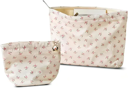 Miniatura 29 de HAPPYHEIDI Bolsa de maquillaje estética para mujer con compartimento para accesorios con cremallera para cosméticos, viajes, organizador de bolsos