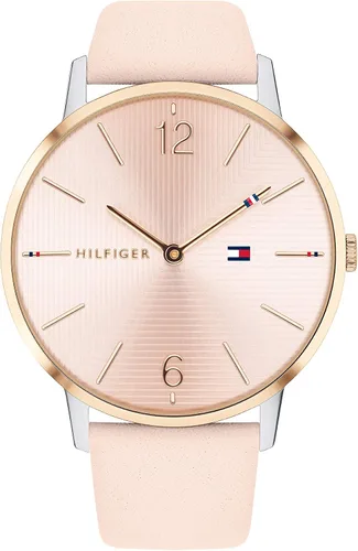 Tommy Hilfiger Reloj casual de cuarzo de acero inoxidable y correa de cuero para mujer color rosa Modelo 1781973 Color