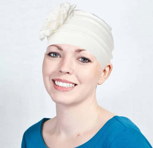 Miniatura 6 de Bohend Diadema con diseño de flores para mujer, gorro elástico preatado, bufanda preatada, gorro para la cabeza