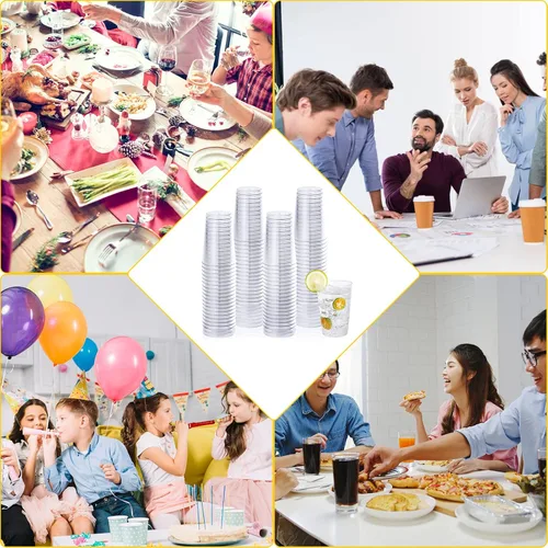 Miniatura 7 de Vplus Paquete de 150 vasos de plástico transparente reutilizables de 12 onzas, vasos desechables de plástico resistentes para fiestas, Navidad
