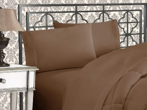 Miniatura 10 de Elegante juego de cómodas sábanas para cama de 1500 hilos resistente a arrugas y a la decoloración, calidad egipcia de lujo ultrasuave de 4 piezas