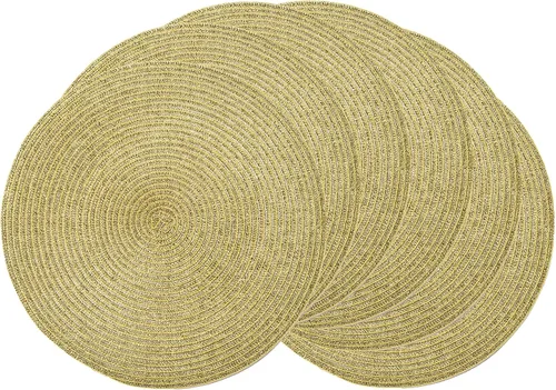 Miniatura 32 de AHHFSMEI Juego de 6 manteles individuales redondos trenzados de 15 pulgadas para mesas de comedor, tejido natural, resistentes al calor, color azul