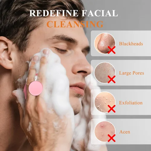Miniatura 6 de VWMYQ Exfoliante Facial de Silicona para Hombres, Almohadilla Exfoliante Suave y Masajeador, Cepillo de Limpieza Facial de Silicona Cepillo de Rosado