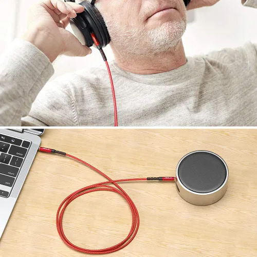 Miniatura 3 de JSAUX Paquete de 2 cables auxiliares, [carcasa de cobre de 4 pies/3.9 ft, sonido de alta fidelidad] Cable auxiliar TRS de audio auxiliar TRS