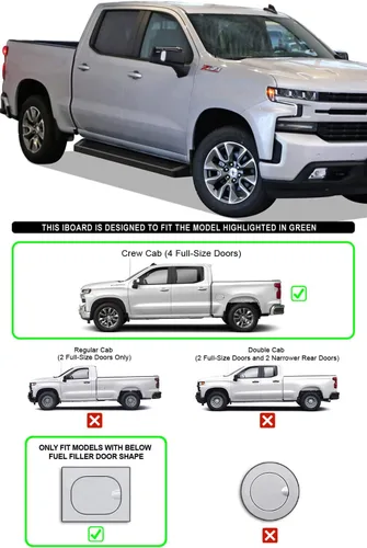 Miniatura 2 de APS Estribos negros compatibles con Chevy Silverado GMC Sierra 1500 2019-2026 Crew Cab y 2500 HD 3500 HD 2020-2026