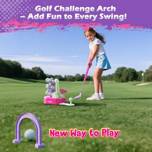 Miniatura 5 de Juego de golf para niños pequeños de EagleStone con lanzador de pedal, juguete de golf para niños de 3 a 8 años, incluye palo de golf ajustable, 15