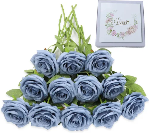 Miniatura 28 de LVEFIT 12 rosas artificiales de seda de color naranja quemado, ramo de rosas de seda de tallo largo para bodas, despedidas de soltera, fiestas