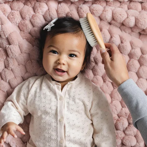 Miniatura 2 de Natemia Cepillo de madera para el pelo del bebé Cerdas suaves naturales para recién nacidos y niños pequeños Cuidado suave de la cuna Regalo