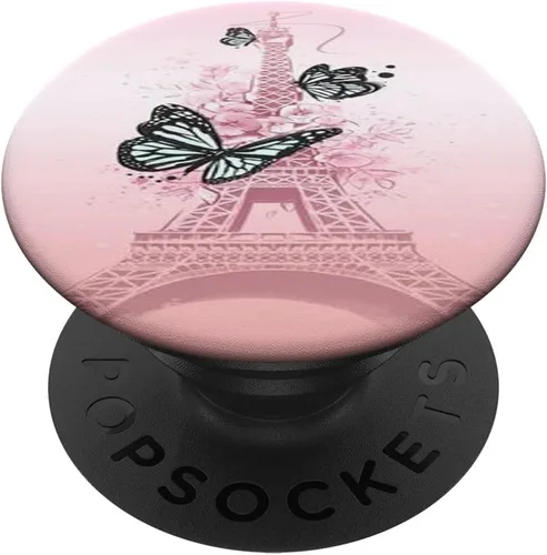 Miniatura 6 de París Francia Torre Eiffel mariposa rosa para niñas PopSockets PopGrip: agarre intercambiable para teléfonos y tabletas PopSockets MagSafe PopGrip