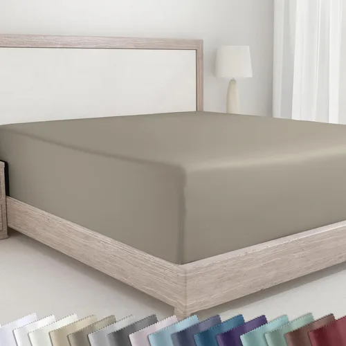 Miniatura 14 de California Design Den - Sábana bajera ajustada de algodón con bolsillo profundo, suave de 400 hilos, 100 % algodón satinado, ajuste ceñido, elástico